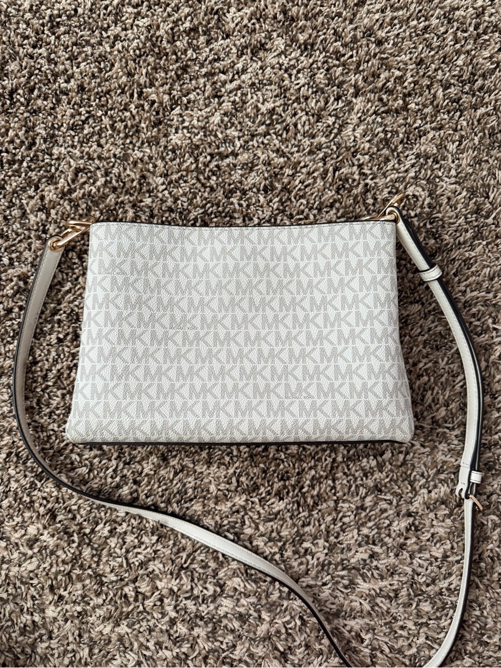 Michael Kors Cream and Light Gray Logo Crossbody Bag - Picture 2 of 5